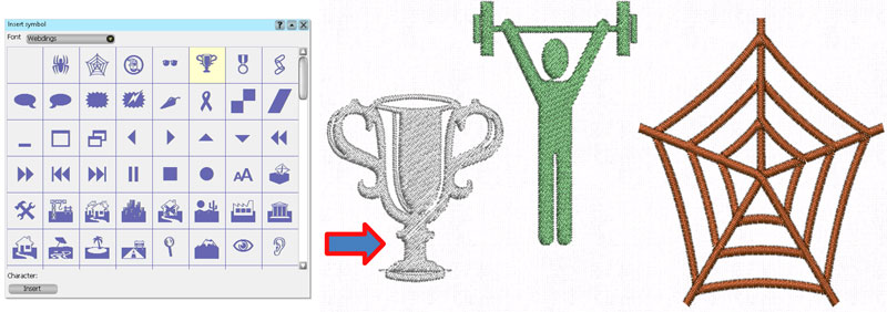 Convert symbols to perfect embroidery